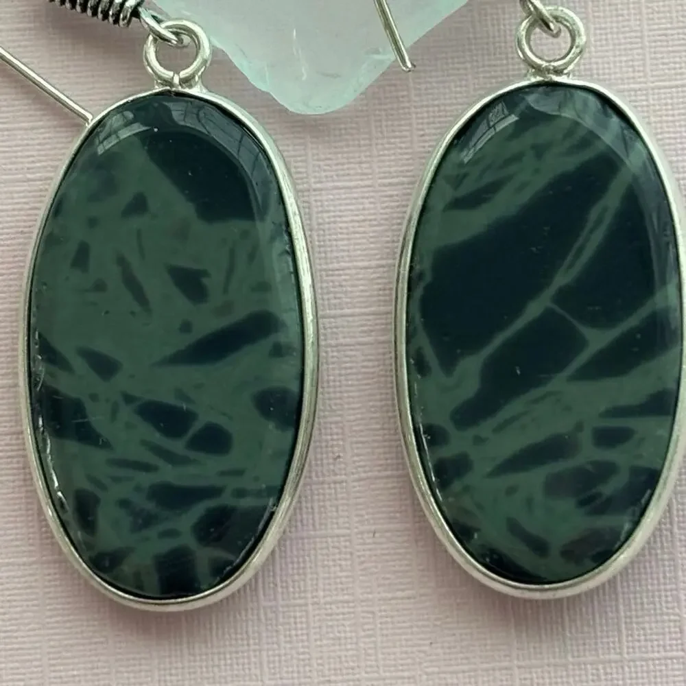 925 Silver Picasso Jasper Drop Earrings